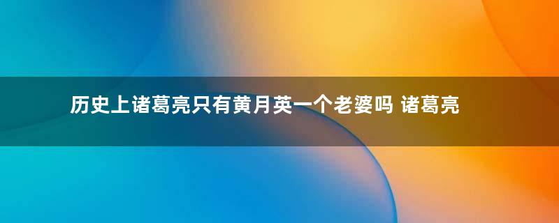 历史上诸葛亮只有黄月英一个老婆吗 诸葛亮有没有纳过妾